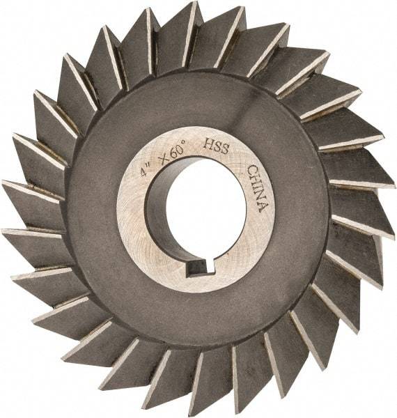 Value Collection - 4" Diam x 3/4" Width of Cut, 60° Included Angle, Arbor Connection, High Speed Steel Single Angle Cutter - Left Hand Cut, Oxide Finish - Top Tool & Supply