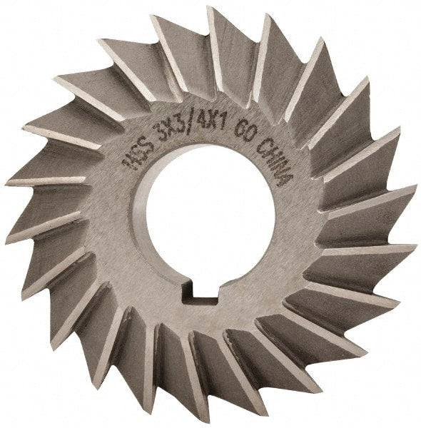 Value Collection - 3° 3" Cut Diam, 3/4" Cut Width, 1" Arbor, High Speed Steel Double-Angle Cutter - Top Tool & Supply