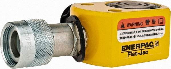 Enerpac - 10 Ton, 0.44" Stroke, 0.98 Cu In Oil Capacity, Portable Hydraulic Flat Body Cylinder - 2.24 Sq In Effective Area, 1.69" Lowered Ht., 2.13" Max Ht., 1.69" Cyl Bore Diam, 1.5" Plunger Rod Diam, 10,000 Max psi - Top Tool & Supply