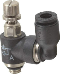 Legris - 5/32" OD x 10-32 UNF Miniature Swivel Outlet Flow Control Regulator - 0 to 145 psi & Nylon Material - Top Tool & Supply