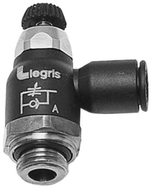 Legris - 12mm Tube OD x 1/2 Male BSPT Compact Meter Out Flow Control Valve - 14.5 to 145 psi, Nylon - Top Tool & Supply