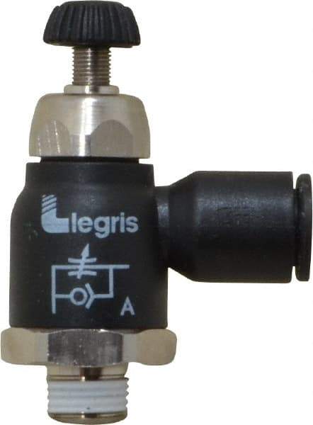 Legris - 8mm Tube OD x 1/8 Male BSPT Compact Meter Out Flow Control Valve - 14.5 to 145 psi, Nylon - Top Tool & Supply