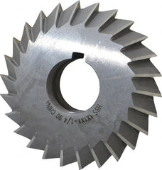 Value Collection - 4° 4" Cut Diam, 1" Cut Width, 1-1/4" Arbor, High Speed Steel Double-Angle Cutter - Top Tool & Supply