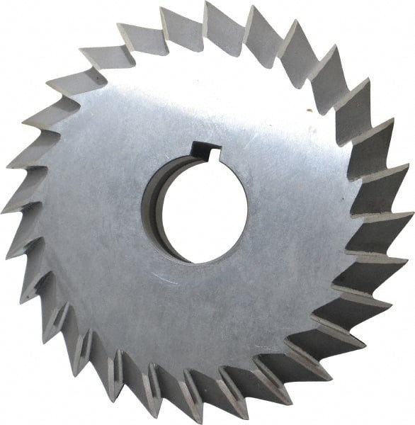 Value Collection - 5° 5" Cut Diam, 1" Cut Width, 1-1/4" Arbor, High Speed Steel Double-Angle Cutter - Top Tool & Supply