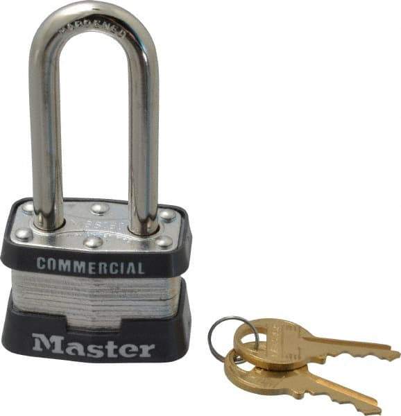 Master Lock - 2" Shackle Clearance, Keyed Different Laminated Steel Padlock - 9/32" Shackle Diam, Laminated Steel - Top Tool & Supply