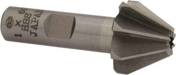 Interstate - 1" Large x 3/8" Small Diam, 11/16" Width of Cut, 60° Included Angle, High Speed Steel Face Angle Cutter - 1/2" Shank Diam, 2-13/32" Overall Length, Weldon Flat - Top Tool & Supply