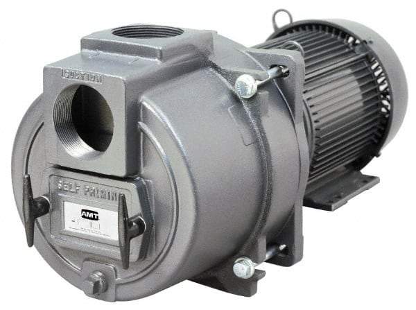 American Machine & Tool - 230/460 Volt, 47/24 Amp, 3 Phase, 15 HP, Self Priming Sewage Trash Pump - 215JM Frame, 4 Inch Inlet, TEFC Motor, Cast Iron Housing, Stainless Steel Impeller, Buna N Seal - Top Tool & Supply