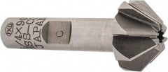 Interstate - 3/4" Large x 5/16" Small Diam, 3/8" Width of Cut, 90° Included Angle, Cobalt Face Angle Cutter - 3/8" Shank Diam, 1-15/16" Overall Length, Weldon Flat - Top Tool & Supply