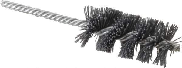 Osborn - 1-1/4" Diam Helical Nylon Tube Brush - 2-1/2" Brush Length, 5-1/2" OAL, 1/4" Diam Shank - Top Tool & Supply