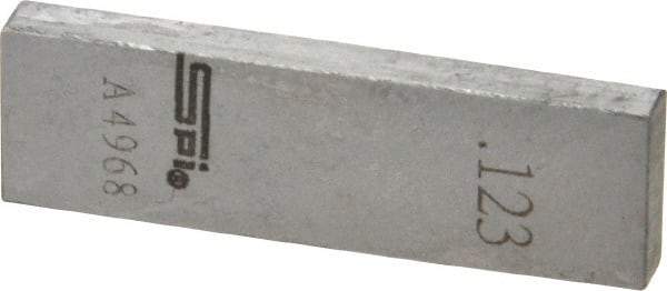 SPI - 0.123" Rectangular Steel Gage Block - Accuracy Grade 0, Includes NIST Traceability Certification - Top Tool & Supply