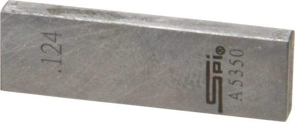 SPI - 0.124" Rectangular Steel Gage Block - Accuracy Grade 0, Includes NIST Traceability Certification - Top Tool & Supply