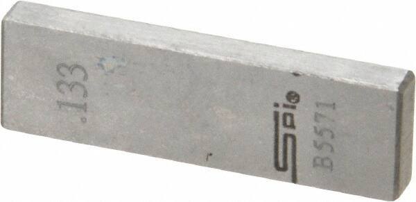 SPI - 0.133" Rectangular Steel Gage Block - Accuracy Grade 0, Includes NIST Traceability Certification - Top Tool & Supply