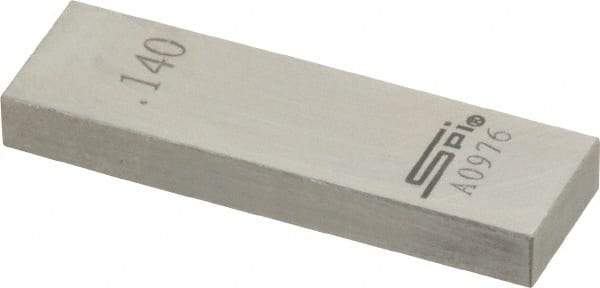 SPI - 0.14" Rectangular Steel Gage Block - Accuracy Grade 0, Includes NIST Traceability Certification - Top Tool & Supply