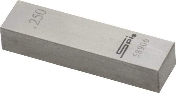 SPI - 0.25" Rectangular Steel Gage Block - Accuracy Grade 0, Includes NIST Traceability Certification - Top Tool & Supply