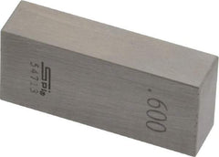 SPI - 0.6" Rectangular Steel Gage Block - Accuracy Grade 0, Includes NIST Traceability Certification - Top Tool & Supply