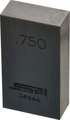 SPI - 0.75" Rectangular Steel Gage Block - Accuracy Grade 0, Includes NIST Traceability Certification - Top Tool & Supply