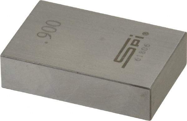 SPI - 0.9" Rectangular Steel Gage Block - Accuracy Grade 0, Includes NIST Traceability Certification - Top Tool & Supply