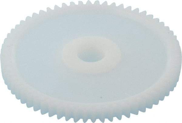 Made in USA - 32 Pitch, 2" Pitch Diam, 2-1/16" OD, 64 Tooth Spur Gear - 3/16" Face Width, 5/16" Bore Diam, 43/64" Hub Diam, 20° Pressure Angle, Acetal - Top Tool & Supply