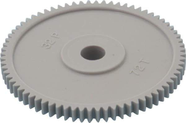 Made in USA - 32 Pitch, 2-1/4" Pitch Diam, 2-5/16" OD, 72 Tooth Spur Gear - 3/16" Face Width, 5/16" Bore Diam, 13/16" Hub Diam, 20° Pressure Angle, Acetal - Top Tool & Supply