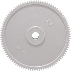 Made in USA - 32 Pitch, 3" Pitch Diam, 3-1/16" OD, 96 Tooth Spur Gear - 3/16" Face Width, 5/16" Bore Diam, 13/16" Hub Diam, 20° Pressure Angle, Acetal - Top Tool & Supply