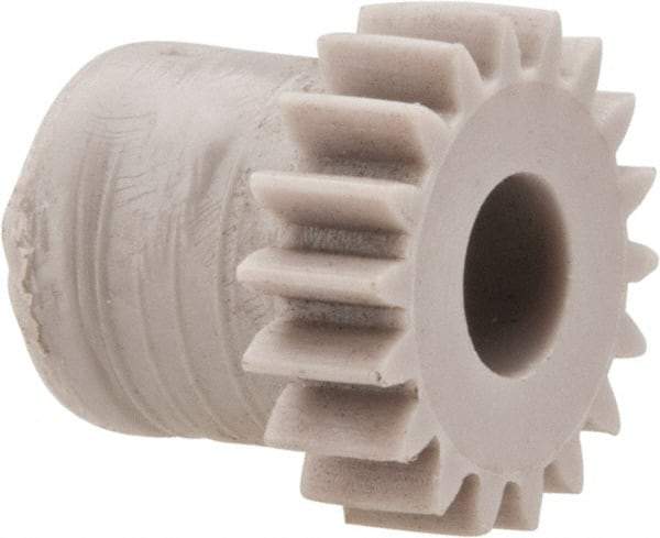 Made in USA - 48 Pitch, 3/8" Pitch Diam, 0.417" OD, 18 Tooth Spur Gear - 1/8" Face Width, 5/32" Bore Diam, 5/16" Hub Diam, 20° Pressure Angle, Acetal - Top Tool & Supply