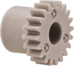 Made in USA - 48 Pitch, 5/12" Pitch Diam, 0.458" OD, 20 Tooth Spur Gear - 1/8" Face Width, 5/32" Bore Diam, 11/32" Hub Diam, 20° Pressure Angle, Acetal - Top Tool & Supply