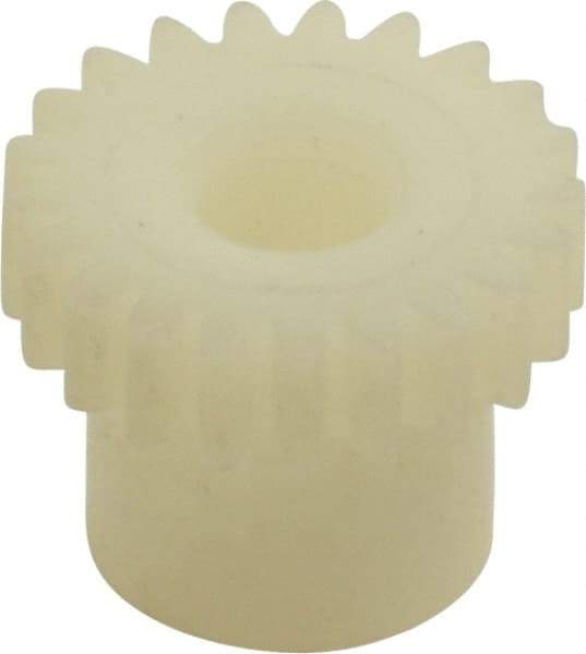 Made in USA - 48 Pitch, 7/16" Pitch Diam, 0.479" OD, 21 Tooth Spur Gear - 1/8" Face Width, 5/32" Bore Diam, 11/32" Hub Diam, 20° Pressure Angle, Acetal - Top Tool & Supply