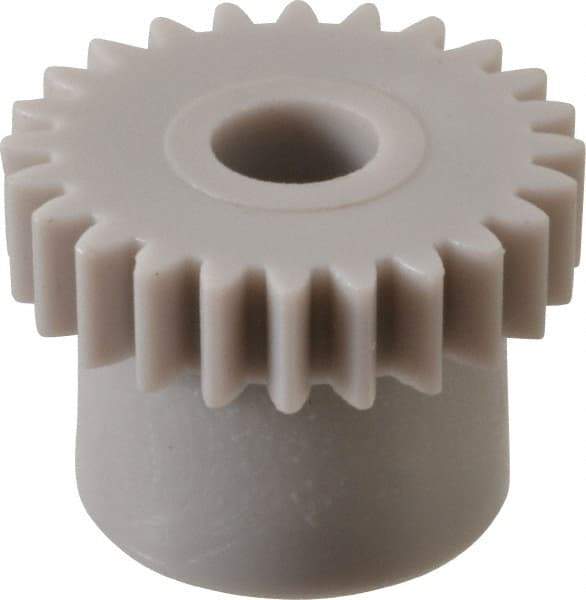 Made in USA - 48 Pitch, 1/2" Pitch Diam, 0.542" OD, 24 Tooth Spur Gear - 1/8" Face Width, 5/32" Bore Diam, 13/32" Hub Diam, 20° Pressure Angle, Acetal - Top Tool & Supply