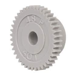 Made in USA - 48 Pitch, 0.833" Pitch Diam, 7/8" OD, 40 Tooth Spur Gear - 1/8" Face Width, 3/16" Bore Diam, 35/64" Hub Diam, 20° Pressure Angle, Acetal - Top Tool & Supply