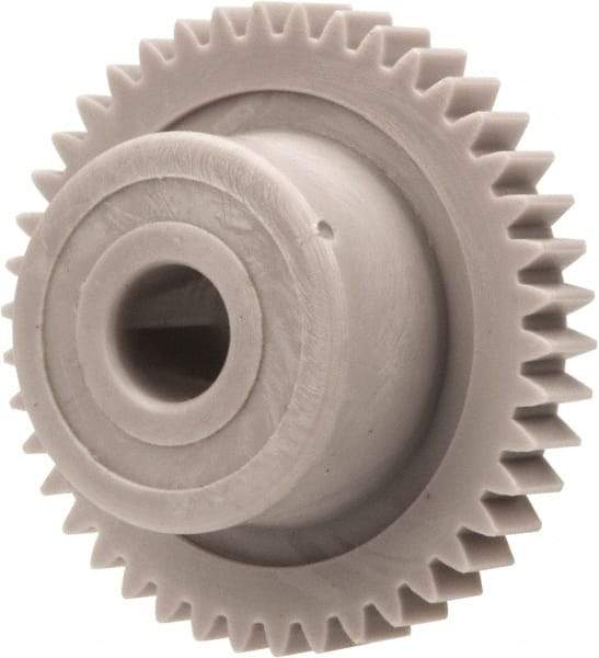 Made in USA - 48 Pitch, 7/8" Pitch Diam, 0.917" OD, 42 Tooth Spur Gear - 1/8" Face Width, 3/16" Bore Diam, 35/64" Hub Diam, 20° Pressure Angle, Acetal - Top Tool & Supply