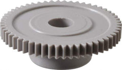 Made in USA - 48 Pitch, 1-1/8" Pitch Diam, 1.168" OD, 54 Tooth Spur Gear - 1/8" Face Width, 1/4" Bore Diam, 39/64" Hub Diam, 20° Pressure Angle, Acetal - Top Tool & Supply