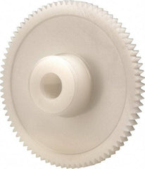 Made in USA - 48 Pitch, 1.667" Pitch Diam, 1.708" OD, 80 Tooth Spur Gear - 1/8" Face Width, 1/4" Bore Diam, 39/64" Hub Diam, 20° Pressure Angle, Acetal - Top Tool & Supply