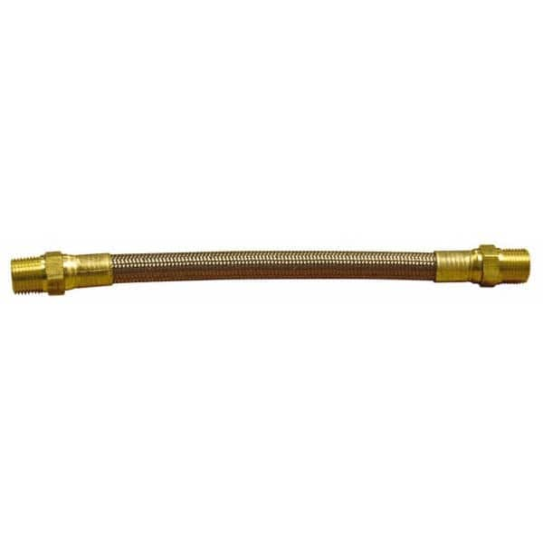 48″ OAL, 1/2″ ID, 1,500 Max psi, Flexible Metal Hose Assembly 1/2″ Fitting, Male Pipe x Male Pipe End Connections, Brass Fitting, 304 Stainless Steel Braid over PTFE Hose