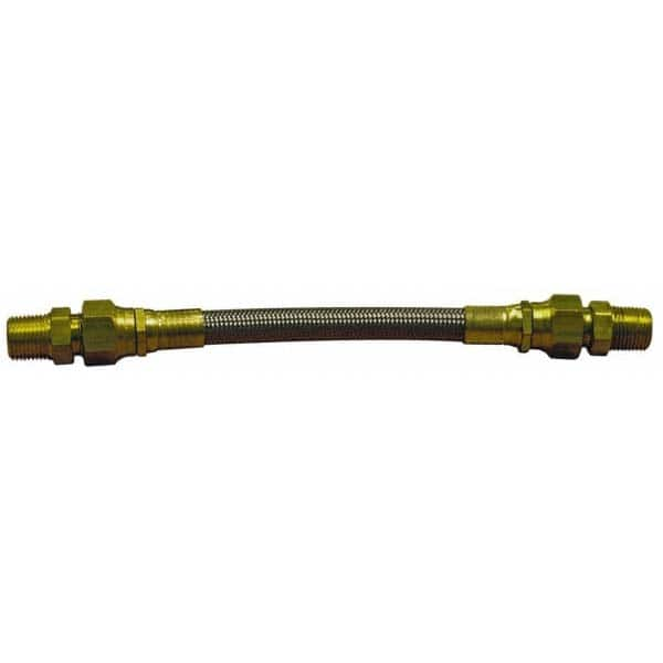 36″ OAL, 3/16″ ID, 3,000 Max psi, Flexible Metal Hose Assembly 1/8″ Fitting, Male Coupling x Male Coupling End Connections, Brass Fitting, 304 Stainless Steel Hose