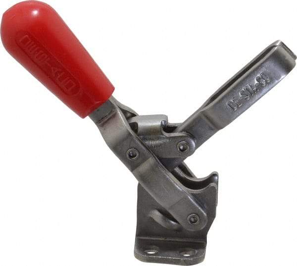 De-Sta-Co - 250 Lb Holding Capacity, Vertical Handle, Manual Hold Down Toggle Clamp - 65° Handle Movement, 105° Bar Opening, U-Bar, Flanged Base, Electro-Plated Zinc, Stainless Steel - Top Tool & Supply