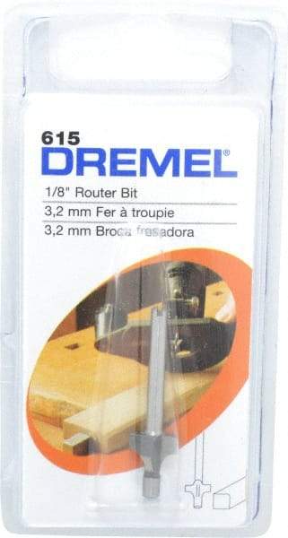 Dremel - 1/8" Diam, 1.2" Overall Length, High Speed Steel, Round-Over, Edge Profile Router Bit - 1/8" Shank Diam x 0.4" Shank Length, Uncoated - Top Tool & Supply