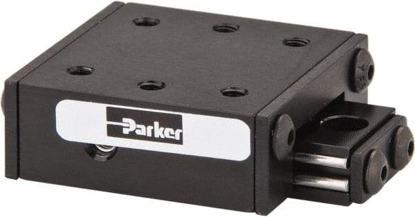 Parker - 6 Lb. Capacity, 4-40 Mount Hole, 1/2" Travel, Ball Bearing Slide Table - Single Axis, 6 Mounting Holes, 1-1/4" Long x 1-1/4" Wide x 1/2" High - Top Tool & Supply