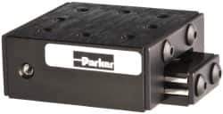 Parker - 25 Lb. Capacity, 6-32 Mount Hole, 1" Travel, Ball Bearing Slide Table - Single Axis, 8 Mounting Holes, 1-3/4" Long x 1-3/4" Wide x 3/4" High - Top Tool & Supply