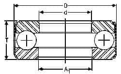 INA Bearing - 1-13/16" Inside x 3-3/32" Outside Diam, 13/16" Thick, Steel Ball Thrust Bearing - 26,500 Lbs. Static Capacity, 10,600 Max Pressure x Velocity - Top Tool & Supply