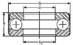 INA Bearing - 1-13/16" Inside x 3-3/32" Outside Diam, 7/8" Thick, Steel Ball Thrust Bearing - 29,000 Lbs. Static Capacity, 12,900 Max Pressure x Velocity - Top Tool & Supply