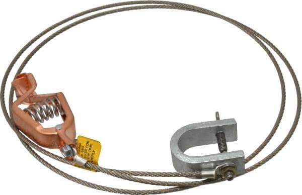 Hubbell Workplace - 19 AWG, 5 Ft., Alligator Clip, C-Clamp, Grounding Cable with Clamps - Noninsulated, Federal Specification A-A-59466-010 - Top Tool & Supply