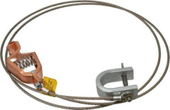 Hubbell Workplace - 19 AWG, 5 Ft., Alligator Clip, C-Clamp, Grounding Cable with Clamps - Noninsulated, Federal Specification A-A-59466-010 - Top Tool & Supply