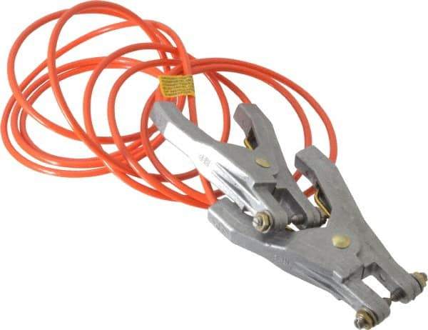 Hubbell Workplace - 19 AWG, 10 Ft., Hand Clamp, Grounding Cable with Clamps - Orange, Includes 2 Hand Clamps - Top Tool & Supply