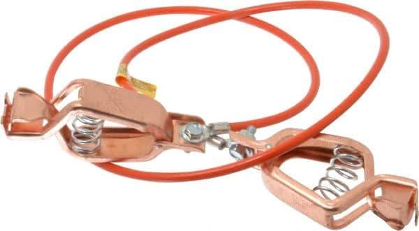 Hubbell Workplace - 19 AWG, 3 Ft., Alligator Clip, Grounding Cable with Clamps - Orange, Includes 2 Alligator Clips, Federal Specification A-A-59466-010 - Top Tool & Supply