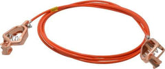 Hubbell Workplace - 19 AWG, 10 Ft., Alligator Clip, Grounding Cable with Clamps - Orange, Includes 2 Alligator Clips, Federal Specification A-A-59466-010 - Top Tool & Supply