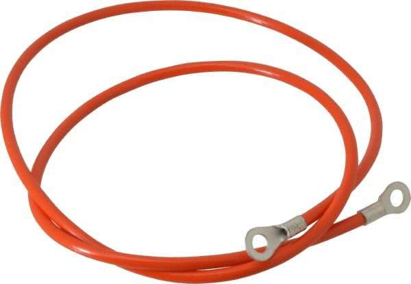 Hubbell Workplace - 19 AWG, 3 Ft., Terminal, Grounding Cable with Clamps - Orange, Includes (2) 1/4 Inch Terminals - Top Tool & Supply