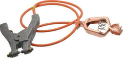 Hubbell Workplace - 19 AWG, 3 Ft., Alligator Clip, Hand Clamp, Grounding Cable with Clamps - Orange, Federal Specification A-A-59466-010 - Top Tool & Supply