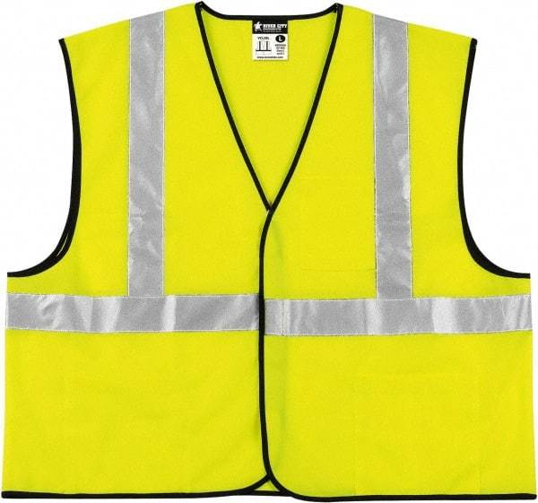 MCR Safety - Size 4XL High Visibility Lime Solid General Purpose Vest - 28.4" Chest, ANSI 107-2015, Hook & Loop Closure, 3 Pockets, Polyester - Top Tool & Supply