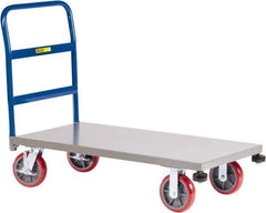 Little Giant - 3,600 Lb Capacity Steel Platform Truck - Steel Deck, 24" OAW, 36" Platform Length, Polyurethane Casters - Top Tool & Supply