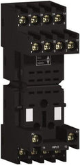 Schneider Electric - 250 Volt, 10 Amp, Flat Relay Socket - DIN Rail Mount, Panel Mount, IP20, Box Lug Mixed Terminal - Top Tool & Supply